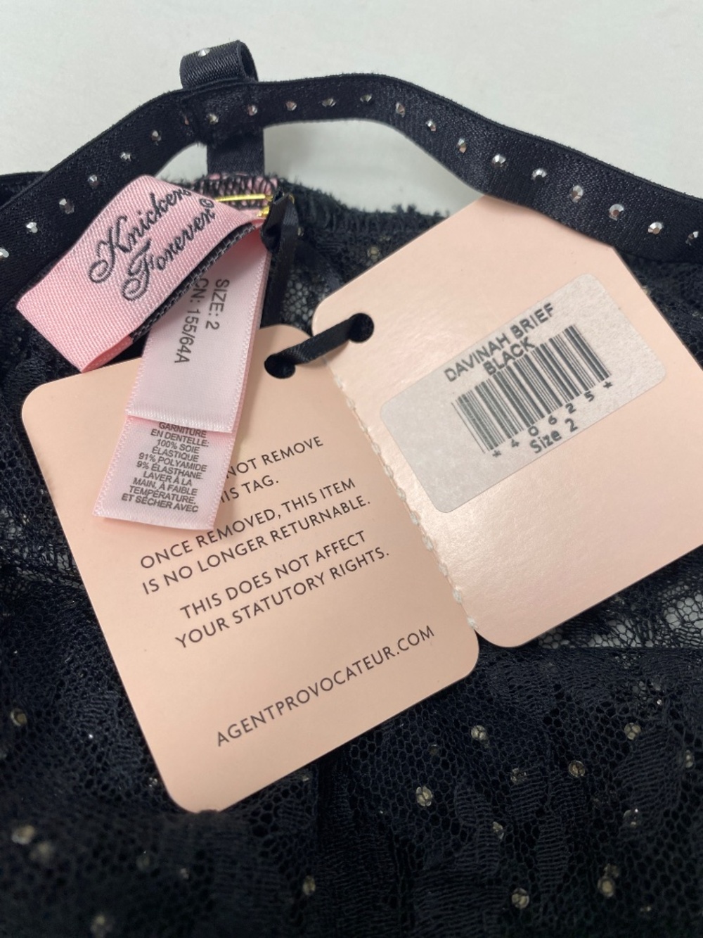 Agent Provocateur Davinah SOIREE Black Brief AP2 Small NWT $645 - Picture 15 of 16